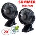 2X Portable Mini 3Speeds USB Rechargeable Cooling Fan Clip On Desk Baby Stroller_voghion.com
