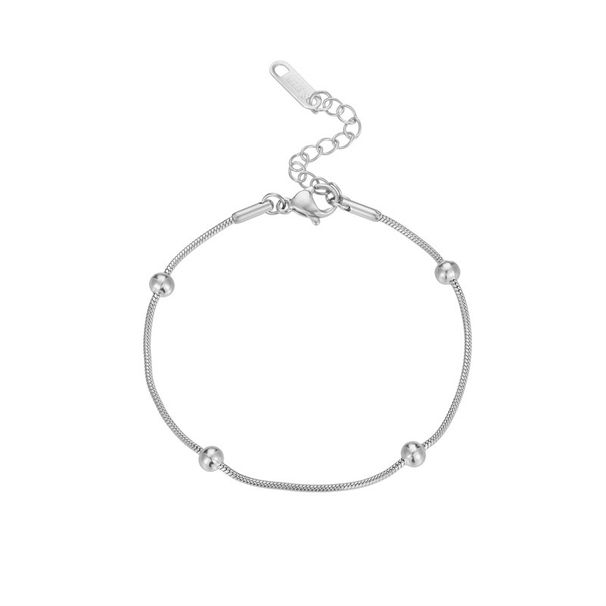 Cavigliera semplice alla moda in acciaio al titanio con perline di trasferimento, catena a serpente in oro, nicchia di alta gamma, gioielli versatili_voghion.com