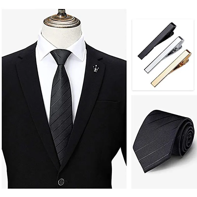 Men's Jewelry Tie Clips Copper Material Accessories Silver Gold Fashionable And Practical Security Tie Clips_voghion.com
