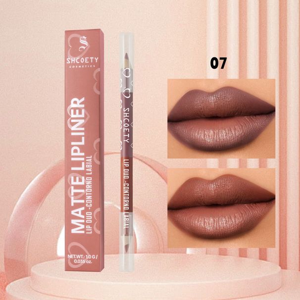 SHCOETY 12-Color Double-Head Dual-Tone Wooden Lip Liner - Matte Long-Lasting Easy-Application Non-Stick Cup Lip Contour Pencil_voghion.com