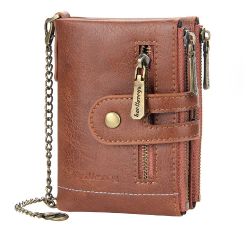 Neue kurze Herrenbrieftasche, europäische und amerikanische Business-Brieftasche mit doppeltem Reißverschluss, Null-Geldbörse, Position für mehrere Karten, 30 % Rabatt auf die Brieftasche_voghion.com