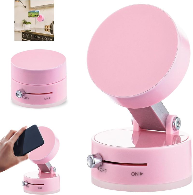 Vacuum Magnetic Suction Cup Mobile Phone Holder, Suitable For Gym/kitchen/bathroom/car/desktop_voghion.com