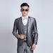 CT 2025 New Men's Set Groom Korean Style Slim Fit Host Wedding Silver Gray Suit_voghion.com