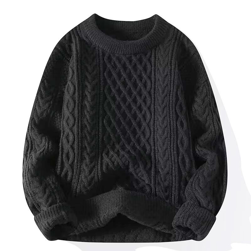 Cardigan in maglia a trecce rosse con motivo zodiacale da uomo - Maglione invernale spesso per Natale e abbigliamento da coppia_voghion.com