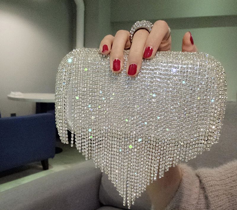 P9New Pochette Strass Sac Femme Sac Pompon Petit Sac Sac de Fête Sac à Main de Fête Sac de Dîner Une Épaule Oblique_voghion.com
