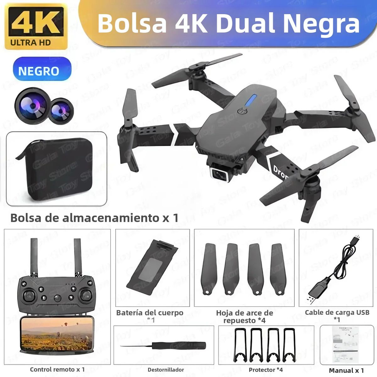 Drone E88 Pro WiFi FPV avec caméra HD 4K 1080P grand angle, pliable, télécommande, 12 minutes de vol (cadeau)._voghion.com