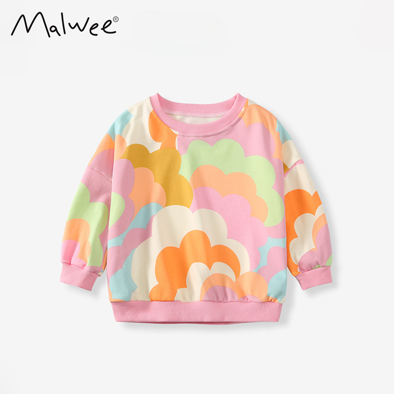 Malwee Girls' Sweatshirt Autumn Winter New Style For Young And Middle-aged Children Stylish Pullover Round Neck Long_voghion.com