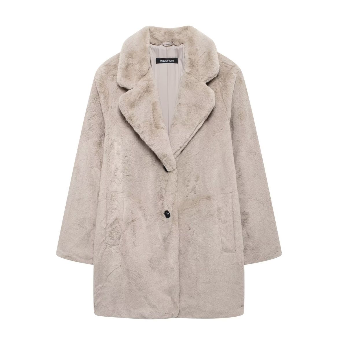 Γυναικεία ρούχα 2024 φθινόπωρο και χειμώνας νέα μόδα παλτό με γούνινο εφέ_voghion.com