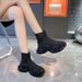 Women's Knitted Sock Boots With Rhinestones, Thick Sole Slip-On Sneakers, Breathable Elastic High-Top Booties For Summer Spring Fall_voghion.com