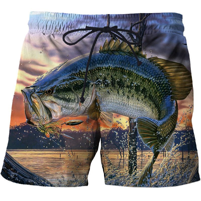 3D Fisch Gedruckt Strand Shorts Männer 2023 Sommer Harajuku Hip Hop Schwimmen Männer Shorts Unisex Lose Sport_voghion.com