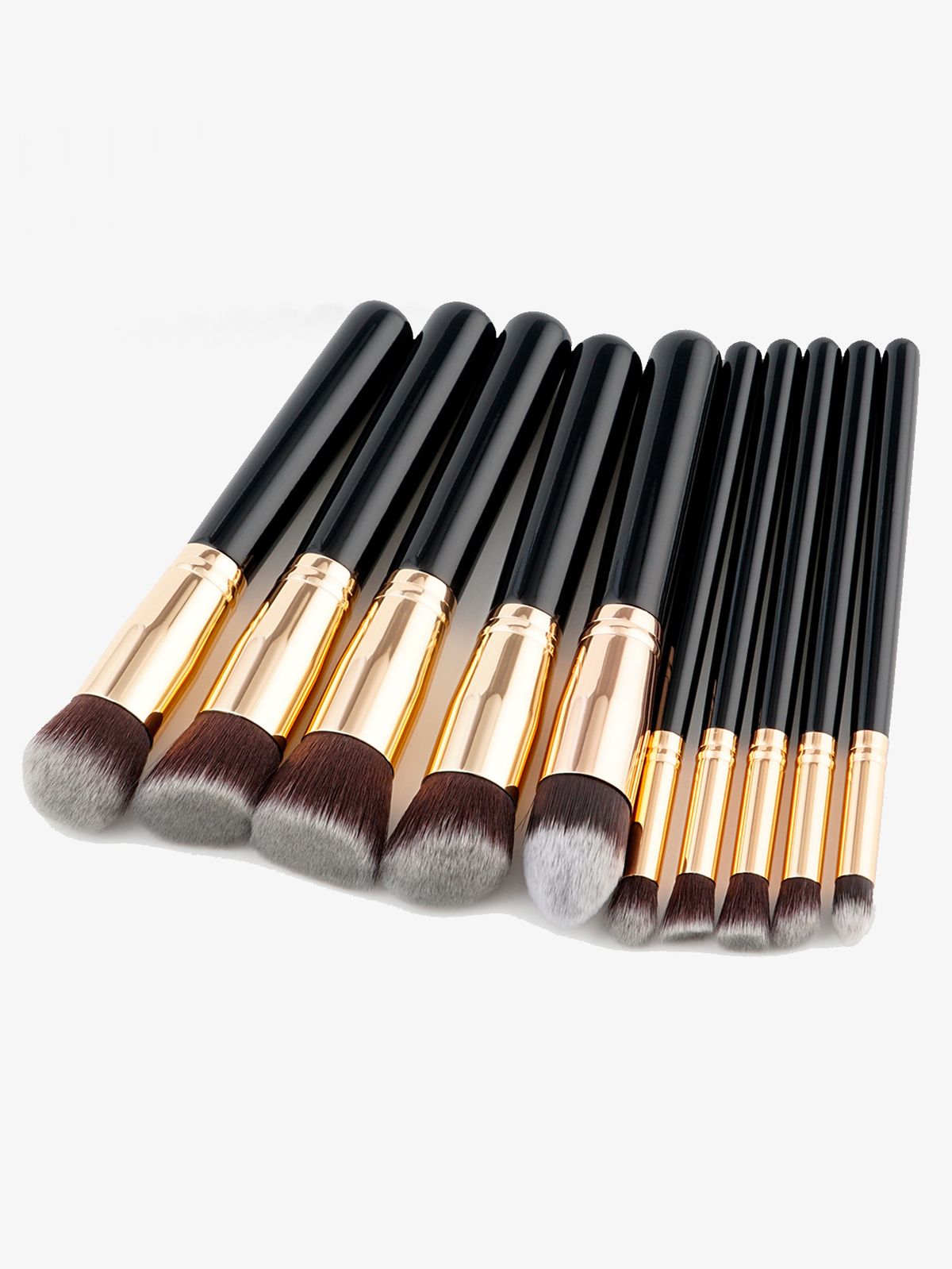 10 Stéck schwaarz Qualitéit grouss nei professionell Make-up Pinselen Set_voghion.com