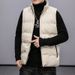 Autumn And Winter Tank Top Sleeveless Down Cotton Thermal Standing Collar Korean Version Handsome Sweetheart For Men's_voghion.com