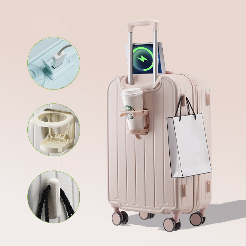 Maleta de gran valor con ruedas de 20 pulgadas y gran capacidad de 24 pulgadas, anticaída, universal, con cremallera y ruedas._voghion.com