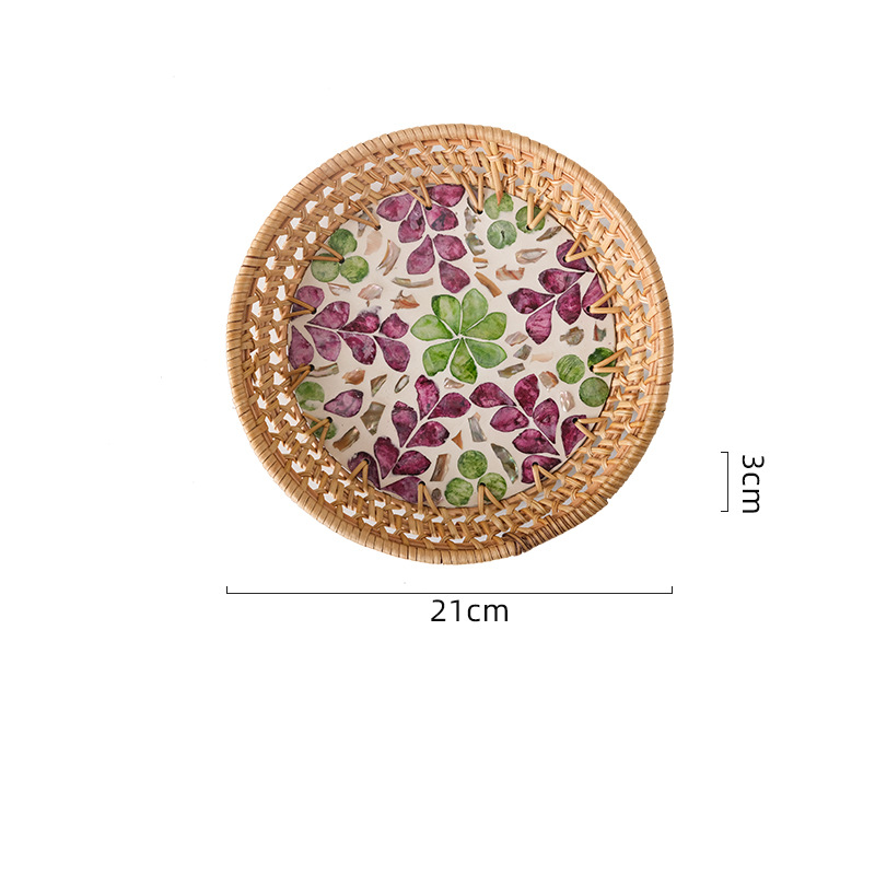 Naturally Rattan Shell Tray Handmade Creative Colorful Shell Fruit Tray Snack Tray Tea Tray Storage Tray_voghion.com