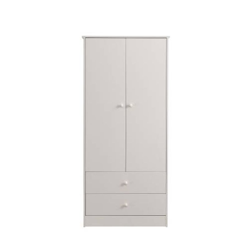 Kleiderschrank Mit Stange, 2-türiger Kleiderschrank, 2 Schubladen, Schlafzimmer, Wohnzimmer_voghion.com