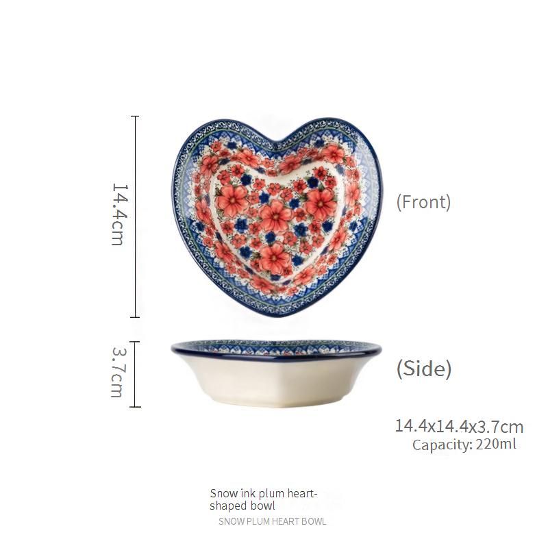 Ceramic Dinnerware Set – 6-Piece Floral Bowls & Plates, Microwave Safe, Ideal For Soup, Salad, Rice (Snow Ink Plum Design)_voghion.com