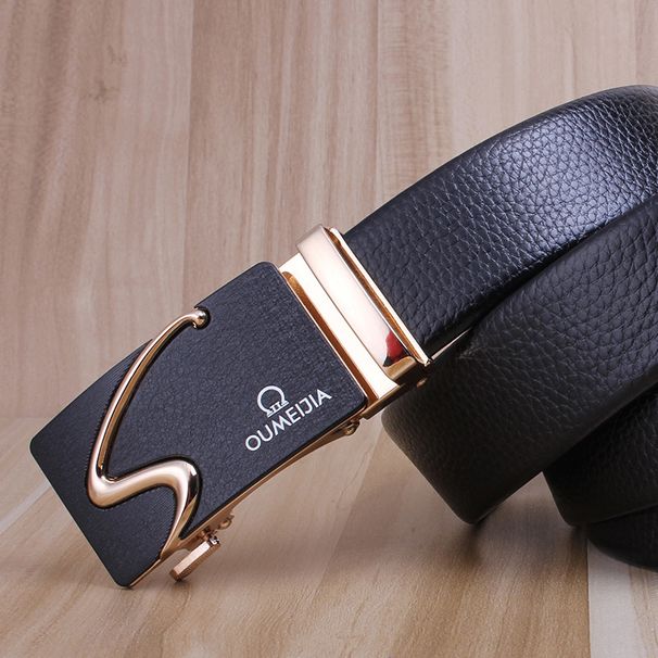 Oumeijia Genuine Leather Business Automatic Buckle Youth Versatile Cowhide Men's Jeans Belt_voghion.com