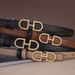 Double D buckle belt for women's thin waistband with fashionable and slim fitting inset style Korean version trendy_voghion.com