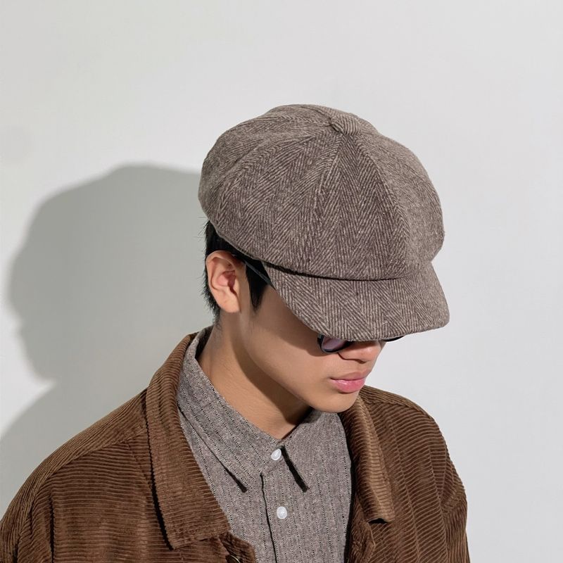 Retro woolen beret wholesale autumn and winter hat Korean version twill octagonal hat men's British newsboy painter hat women_voghion.com
