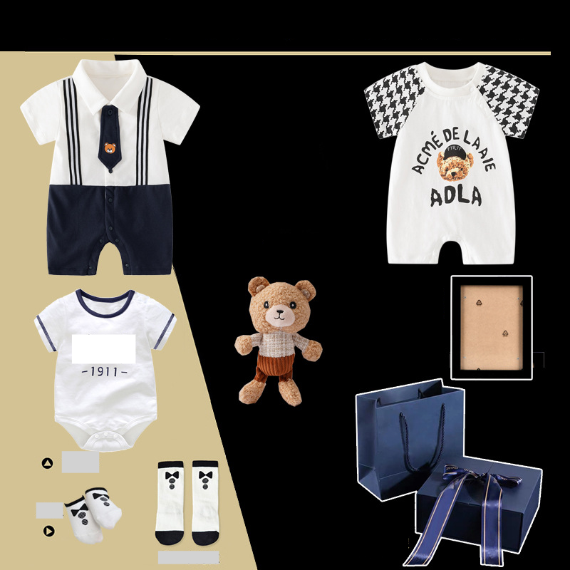 Caja de regalo para caballeros para madres e hijos, 8 piezas, regalos navideños, ropa para bebés recién nacidos de 0 a 2 años, vestido para bebés de un año, mameluco, ropa para gatear_voghion.com