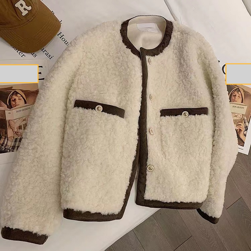 Roupas femininas Outono e inverno cordeiro pelúcia casaco para mulheres solto pele uma peça pequena fragrância estilo casaco curto engrossado 2024 novos tops_voghion.com