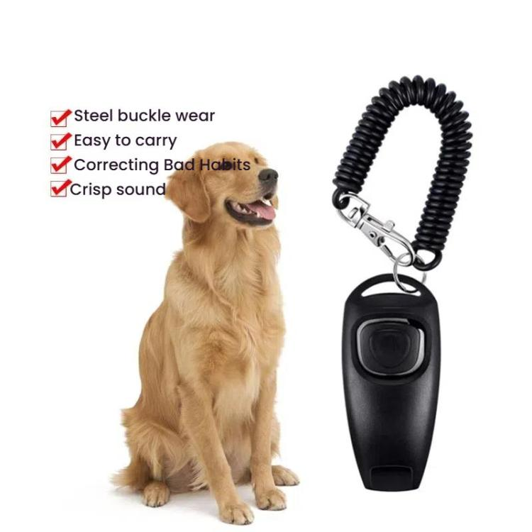 2 In 1 Pet Training Clicker Dog Whistle With Wristband_voghion.com