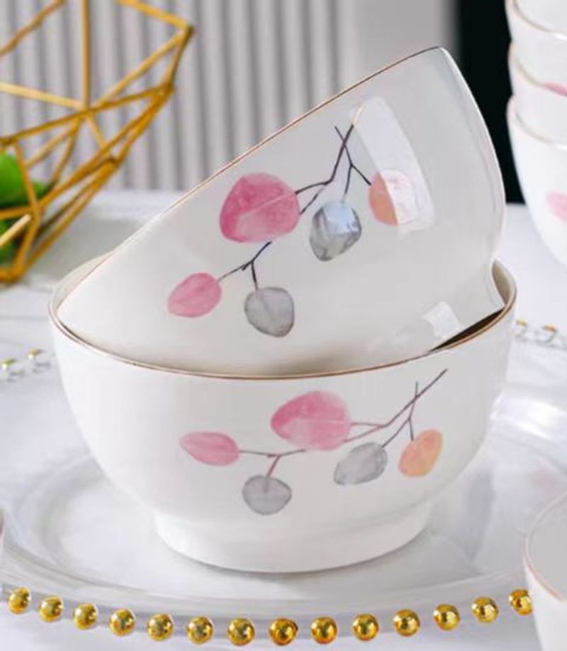 Happy Living Series 4.5-inch High-value Heat-resistant Ceramic Rice Bowls With Distinctive Style_voghion.com