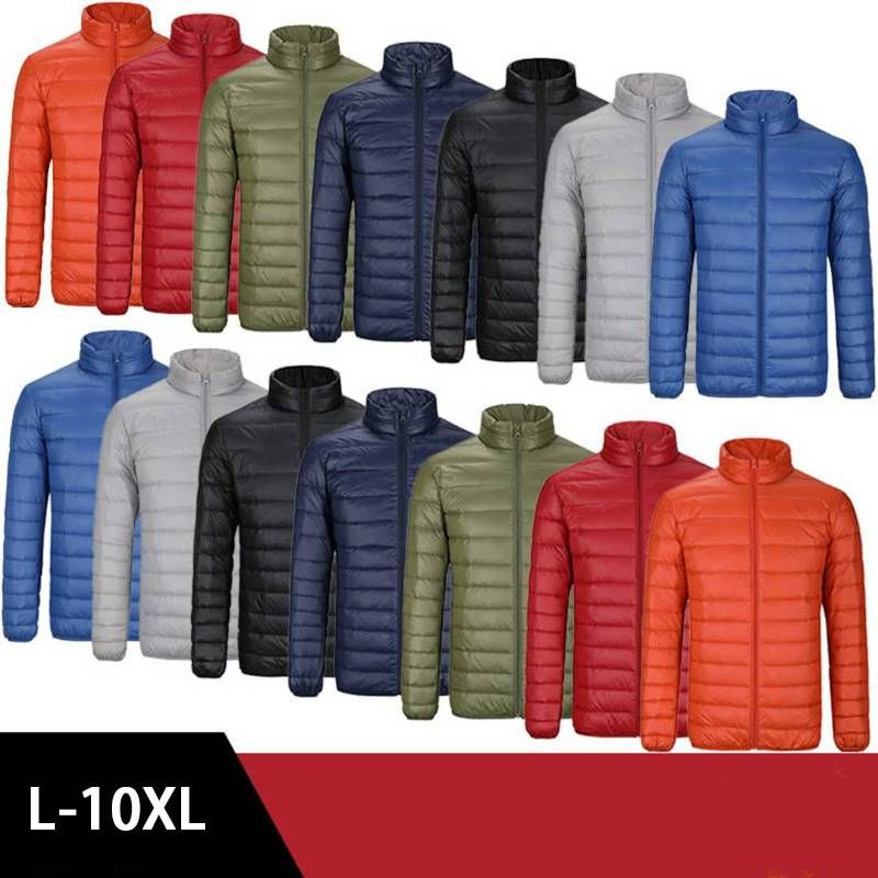 Chaqueta de invierno ajustada para hombre: ligera, acolchada de poliéster, cuello alto, múltiples bolsillos, tallas grandes (negro, azul marino, vino tinto y más)._voghion.com