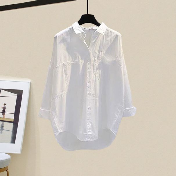 Γυναικεία Ρούχα Νέο Μεγάλο Μέγεθος Γυναικεία Ρούχα σε Στυλ Χέπμπορν Πουκάμισο με Φούστα με Ψαροκόκαλο Ολόσωμο_voghion.com