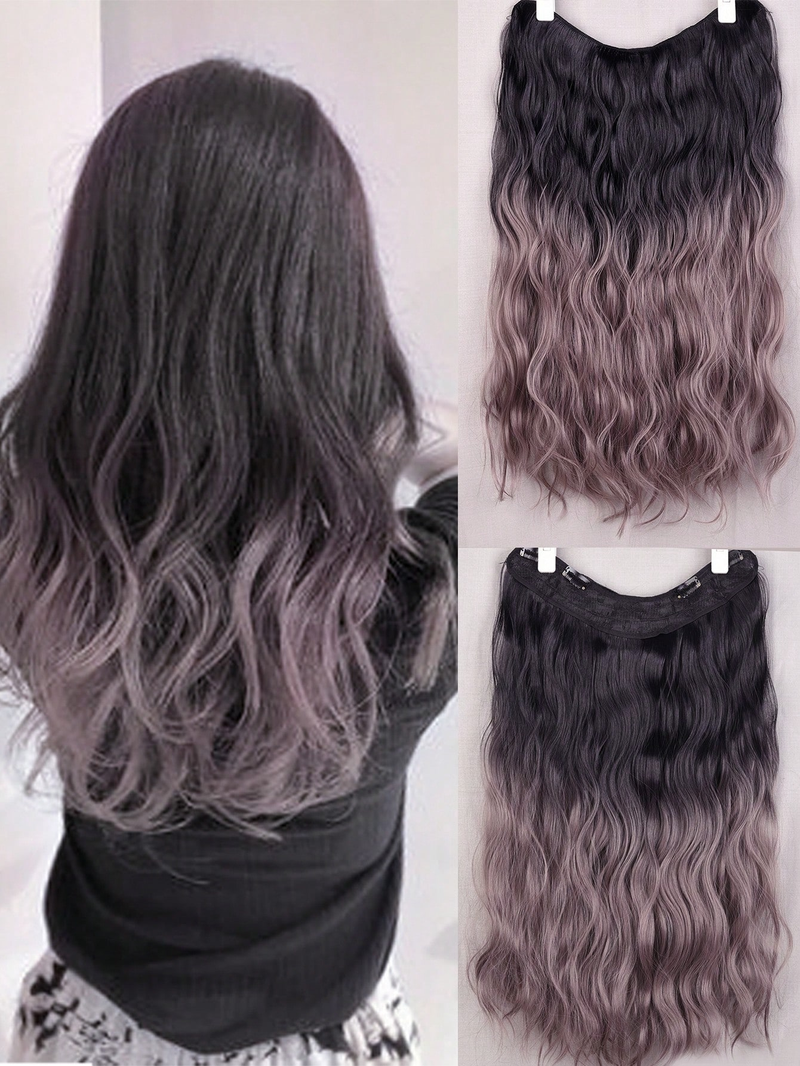 Estensioni con clip a V da 22 pollici Clip sintetica con onda d'acqua in un unico pezzo nell'estensione dei capelli_voghion.com