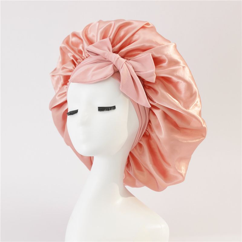 Elastische lintstrik kleur Ding ronde hoed Effen kleur nachthoed brede rand kappers hoofddoek hoed_voghion.com