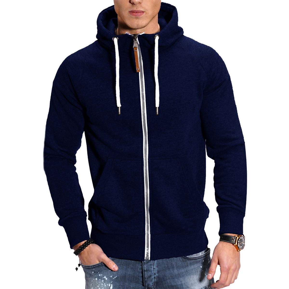 Herren Hoodies Langarm Sweatshirts Für Männer Reißverschluss Kapuzenpullover High Neck Herren Sweatshirt Top Jacke Mantel Schwarzer Pullover_voghion.com