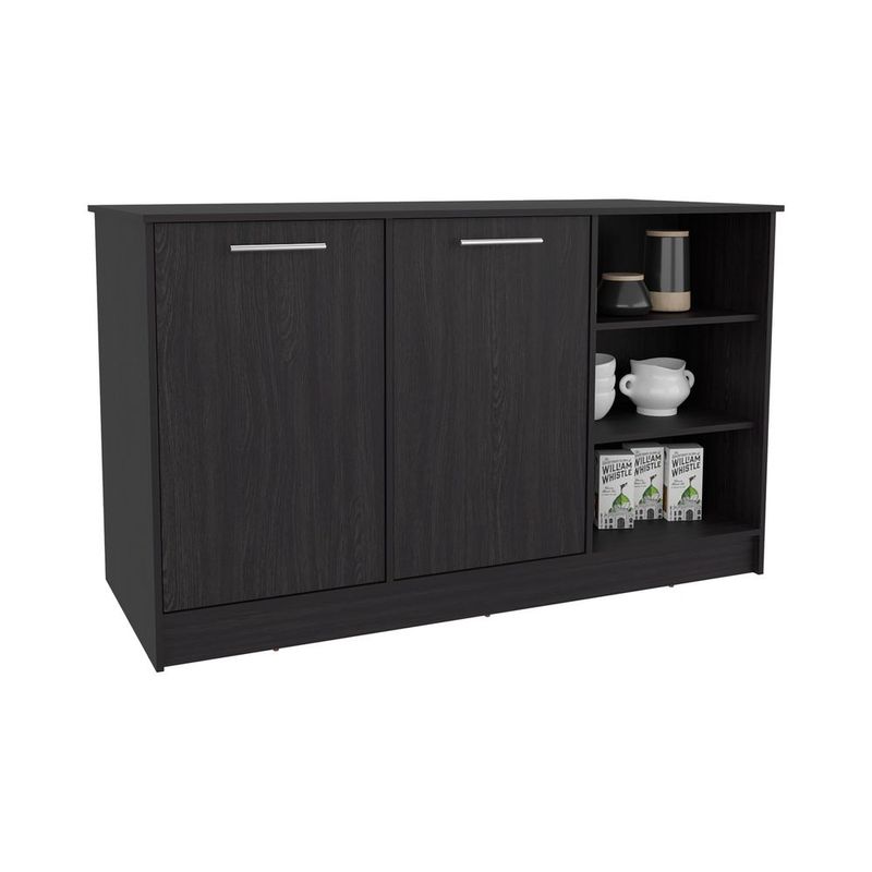 Mars Kitchen Island Two Cabinets, Three Open Shelves_voghion.com