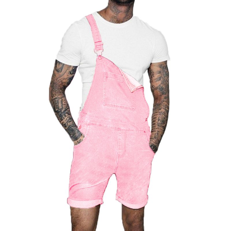 2019 Men's Strap Edge Denim Jumpsuit_voghion.com