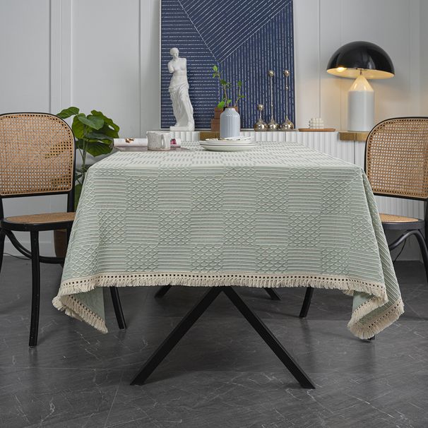 Tovaglia jacquard, tovaglia con nappe in tinta unita, tè pomeridiano per la casa rurale in stile americano, tavolo da pranzo e tavolino da caffè_voghion.com
