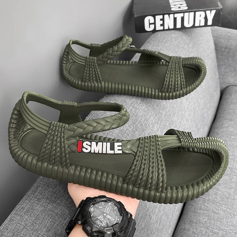 Summer New Couple Retro Vine Weaving Rubber Grass Shoes Breathable Beach Sandals Men's and Women's Casual Anti slip Handmade Shoes_voghion.com