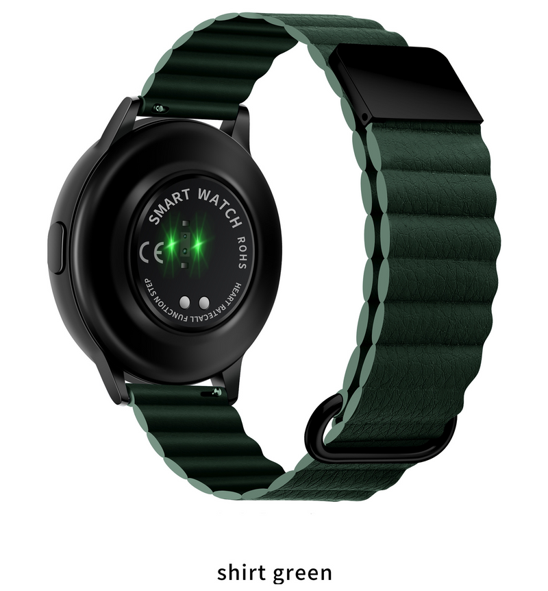 Suitable for Samsung smart watch leather reverse buckle magnetic strap Huawei watch 20/22mm leather wristband fashion_voghion.com