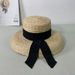 Hot Sale Women's Summer Big Soft Top Straw With Black And White Ribbon Lace Tie M Wide Brim Sun UV Protection Beach Hat Cap_voghion.com