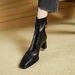 Cameido French Style Retro Square Toe Elastic Slim Boots Fall Winter Chunky Heel High Heel Short Boots Fashion Boots_voghion.com