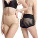 K Women's Mid-waist Shapewear Double-layer Corset Pants; Women's Thong With Stripes And Mesh; Plus Size Girdle A Belly-reducing Crotch_voghion.com