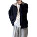 Men's Winter Zip-Up Cardigan Sweater – Thick Knit Lapel Jacket, Warm Fleece Lined, Casual Commuter Style (Navy Blue/Apricot, M-3XL)_voghion.com