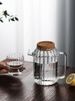 Household Glass Cold Set Large Capacity Cool Boiled Water Cup High Temperature Tie Pitcher Heat Resistant Striped Teapot_voghion.com