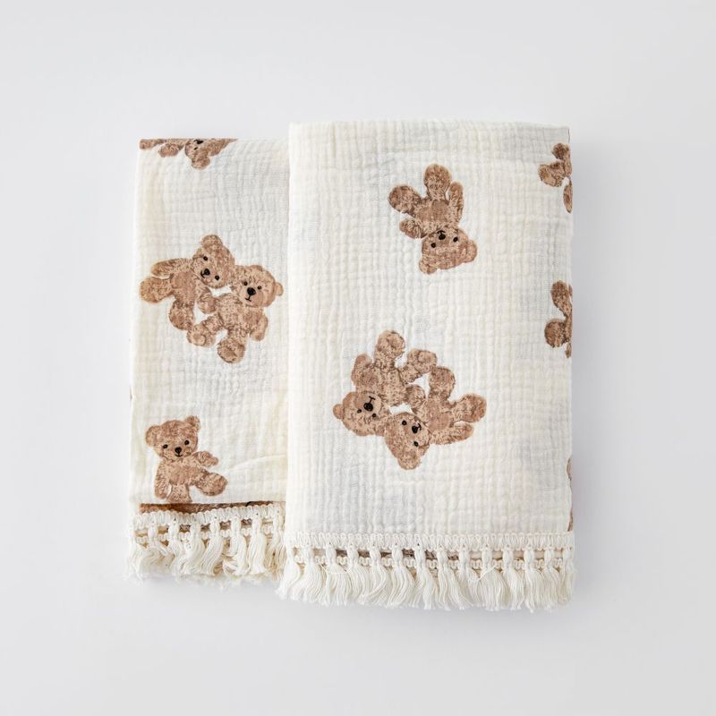 Cotton Muslin Swaddle Blankets for Newborn Baby Tassel Receiving Blanket New Born Swaddle Wrap Infant Sleeping Quilt Bed Cover_voghion.com