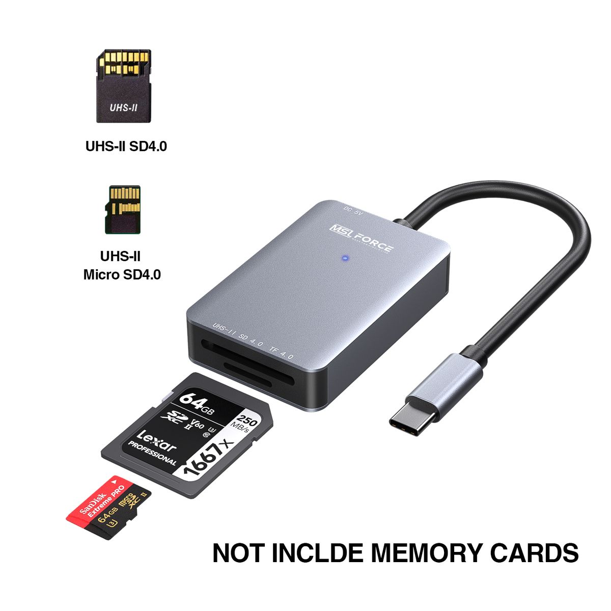 UHS-II High Speed Card Reader, USB C SD 4.0 Memory Card Reader, for SDXC, SDHC, SD, MMC, Micro SDXC, Micro SD, Micro SDHC Card_voghion.com