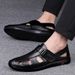 Sandals Men's Top Layer Cowhide 2025 New Business Hollowed Out Leather With Soft Toe Caps, Breathable Beach For Dad,_voghion.com