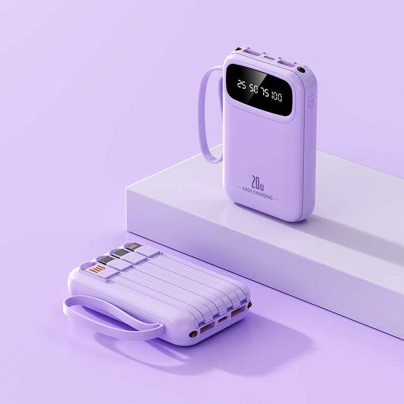 Mobiltelefon-kiegészítők Mini 20000 mAh-s külső akkumulátor beépített kábellel Nagy kapacitású, kompakt és hordozható mobil külső akkumulátor_voghion.com