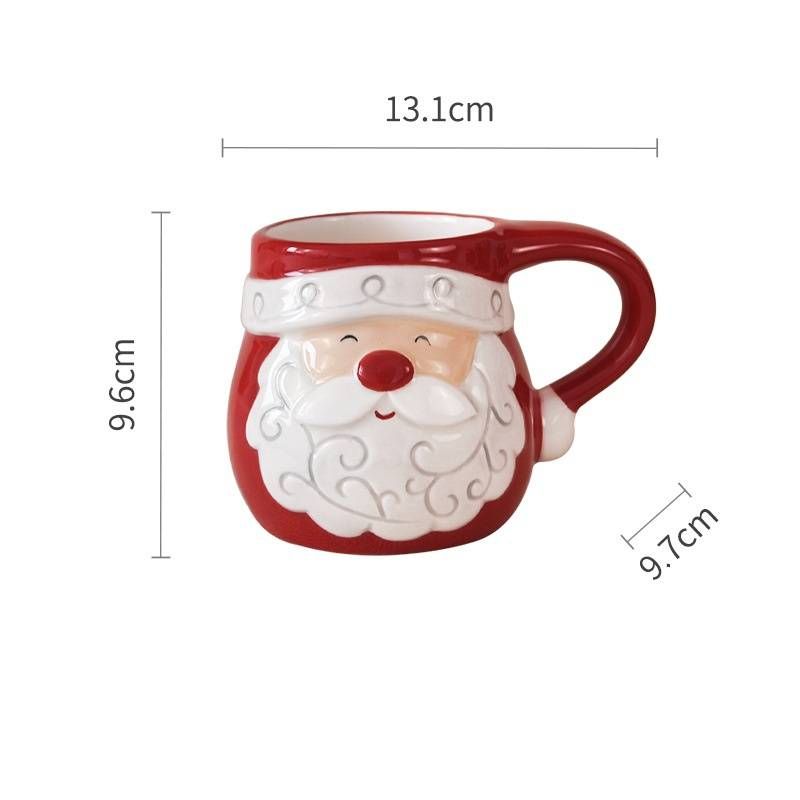 Nordic Santa Claus ceramic cup office home water cup mug tableware embossed breakfast cup high cup soup cup_voghion.com