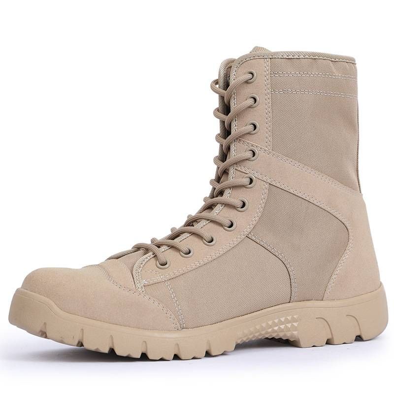 2024 Summer black canvas men's combat boots with mesh high top outdoor special training boots as training boots_voghion.com