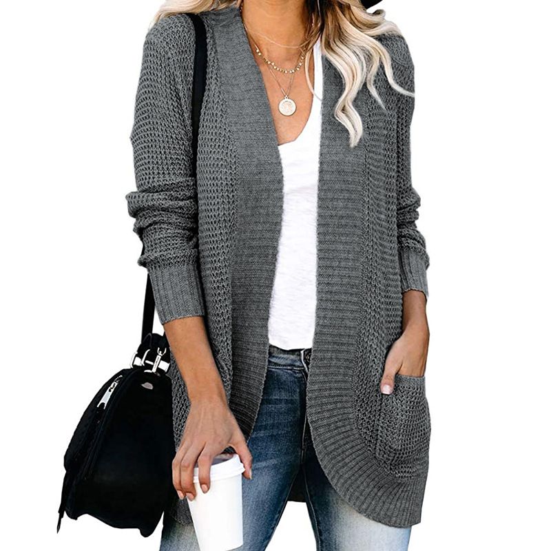 Mao Yu 2024 Autumn/Winter New Product Cardigan Women's Arc Front with Large Pocket Sweater Open_voghion.com