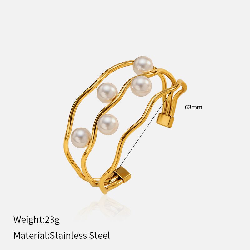 Set di gioielli da donna, moda, luce, lusso, semplice, di alta qualità, con perle lineari, bellezza, bracciale in acciaio inossidabile 18k304_voghion.com